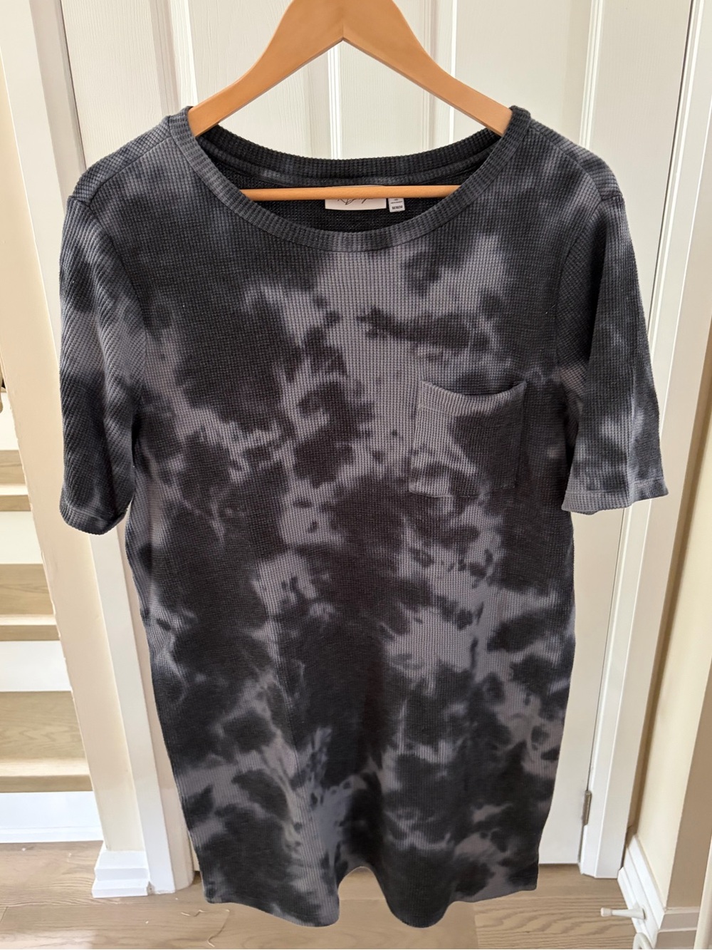 RD Style Black & Gray Ribbed Tie-Dye TShirt Dress [Size Medium]